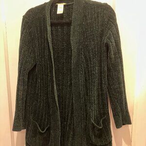 dark emerald green long cardigan chenille size small